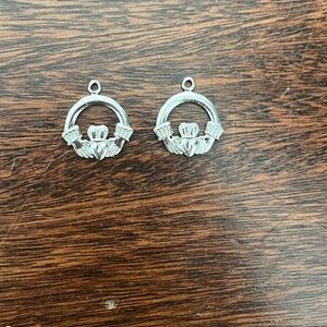 Vintage Sterling Silver Claddagh Hands And Hearts Pendants